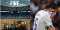 El posteo de La Gazzeta dello Sport, con Espósito tratando de esconder la cabeza, tras errar el penal.