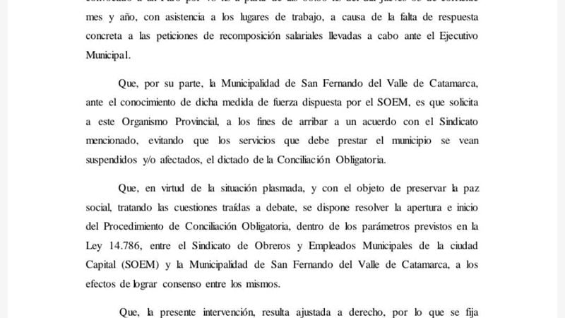Dictaron la conciliación y se suspende el paro del SOEM