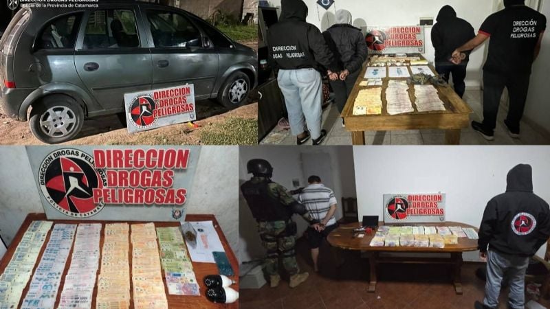 Golpe al narcomenudeo: cuatro detenidos y millonario secuestro de droga, dinero y vehículos