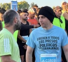 Nahuel Gallo participó de una carrera para visibilizar a los presos políticos en Venezuela