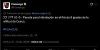 CON 8°C de temperatura, en Cusco, Perú, hicieron la pausa de hidratación; Flamengo se burló por las redes.