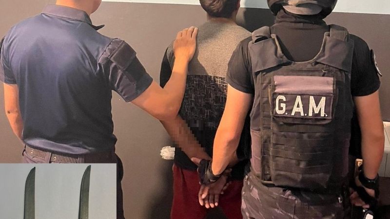 Amenazó a vecinos con cuchillos, intentó escapar y terminó detenido