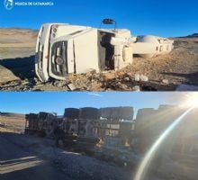Impactante vuelco en la Puna: un camionero resultó herido tras perder el control