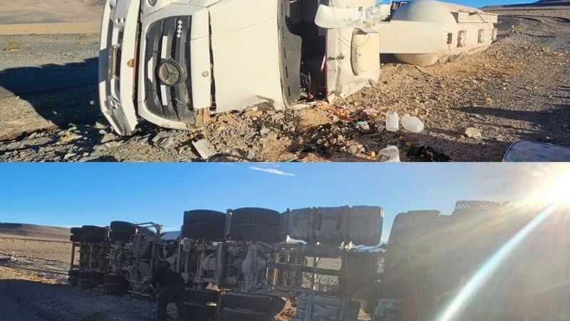 Impactante vuelco en la Puna: un camionero resultó herido tras perder el control