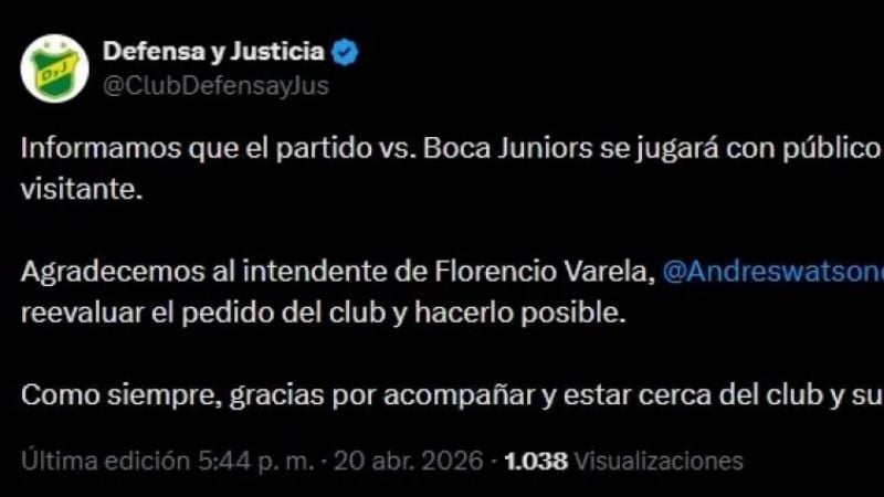 Boca podrá ir con 3.000 hinchas a Florencio Varela