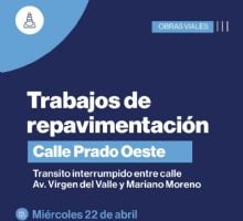 Corte total en calle Prado Oeste por trabajos de repavimentación