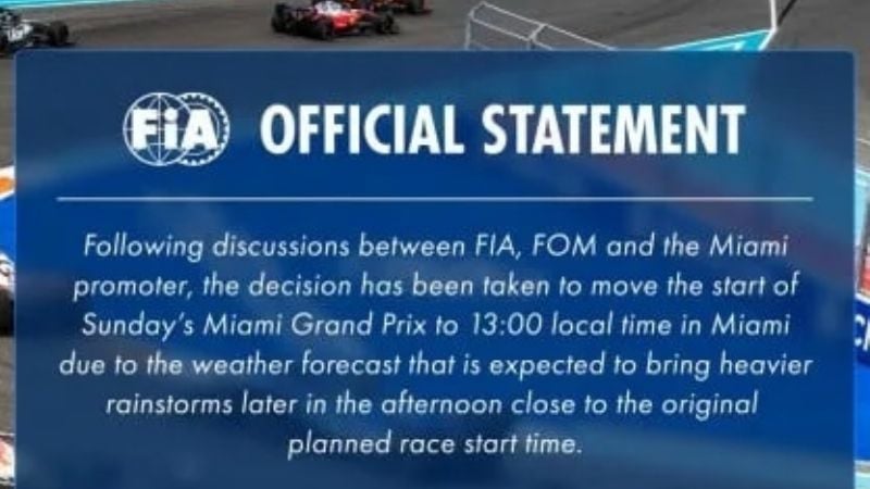 Por pronóstico de lluvia se adelanta el GP de Miami