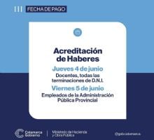 Están las fechas de pago de los haberes de mayo