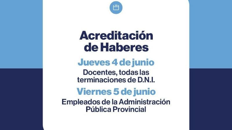 Están las fechas de pago de los haberes de mayo