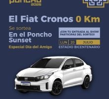 Poncho Sunset: sortearán un Fiat Cronos 0 km durante la noche del Día del Amigo