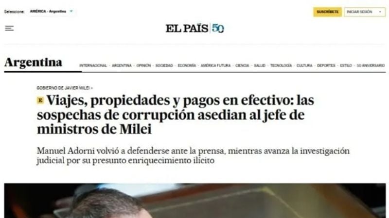 Del Financial Times al diario Expansion: medios del mundo hablan del escándalo Adorni