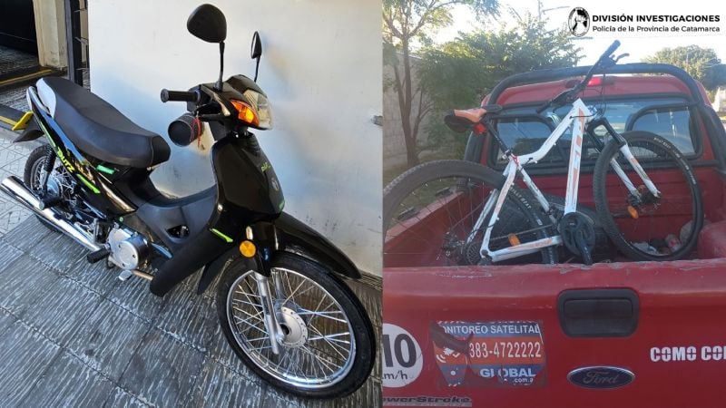 Recuperaron una moto y una bicicleta robada