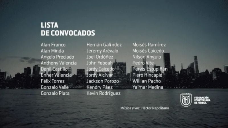 Beccacece dio la lista de Ecuador, con Kendry Páez