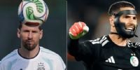 LIONEL MESSI, capitán de la Argentina y Luca Zidane, el arquero de Argelia.
