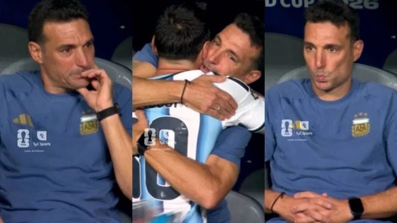 La emoción de Scaloni en la salida de Messi