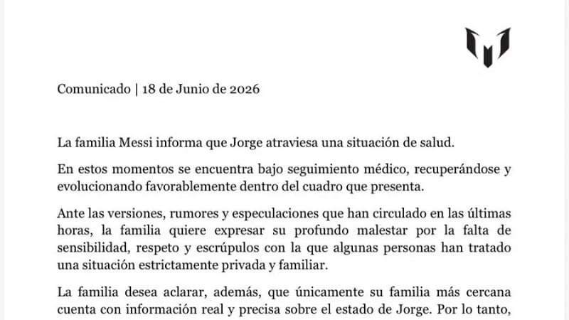 La familia aclaró sobre la salud del padre de Messi