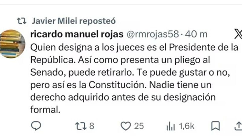 Milei defendió por primera vez públicamente el retiro del pliego de Michelli