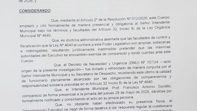 El Concejo Deliberante de Pomán decidió denunciar penalmente al intendente Gordillo
